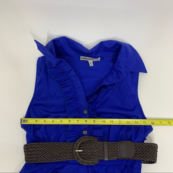 Bailey Blue Cobalt Belted Sleeveless A-Line Dress With Ruffle Bust Tule Underlay - Picture 15 of 16